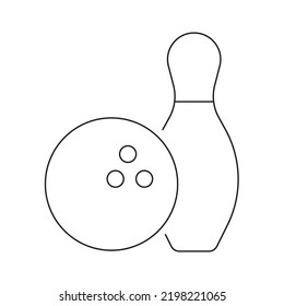 Bowling Ball And Pin Icon Illustration On White Background