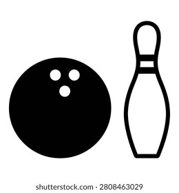 Bowling ball and pin icon illustration for sports and recreation activities simple design icon