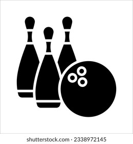 Bowling ball and pin icon. Bowling pins with ball icon. Bowling game. vector illustration on white background