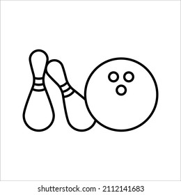 Bowlingball und Pin-Symbol. Einfache Ikone-Schildkröten mit Ball. Vektorgrafik auf weißem Hintergrund. eps10