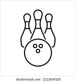 Bowling ball and pin icon. Simple icon skittles with ball. vector illustration on white background. eps 10