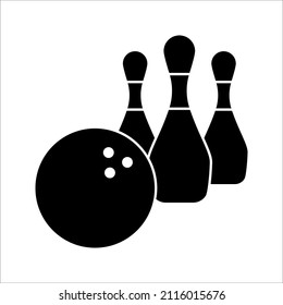 Bowling ball and pin icon. Simple icon skittles with ball. vector illustration on white background. eps 10