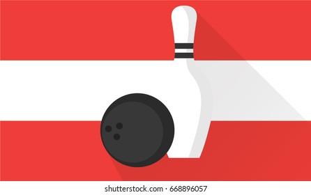 bowling ball and pin on austria flag background