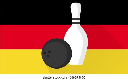 bowling ball and pin on germany flag background