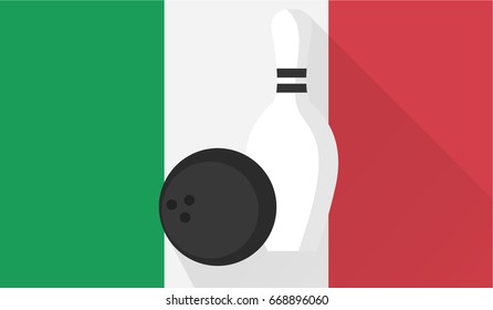 bowling ball and pin on italy flag background