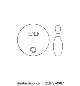 Bowling Ball And Pin Outline Icon Illustration On White Background