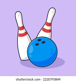 Bowling ball and pin sport icon illustration vector isolated