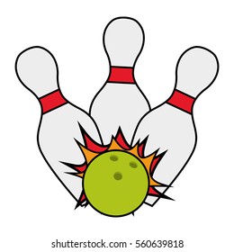 bowling ball pin strike cartoon vector illustration eps 10