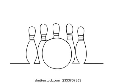 bowling ball pin target game activity lifestyle line art