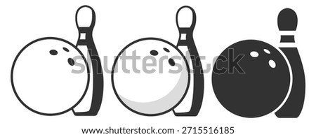 Bowling ball and pin vector, classic strike sport illustration on transparent background