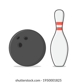 Bowling Ball und Bowling Pin Vektorsymbol. Bowling Game Flat Icon