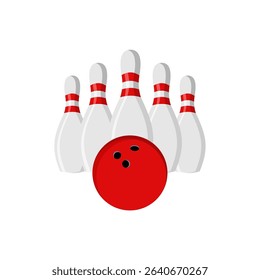 A bowling ball and a pin. vector illustration of a pin and a red bowling ball.