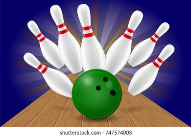 bowling ball and pin vector illustration isolated on white background