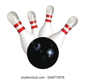 Bowling ball and pins