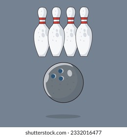 A bowling ball and pins