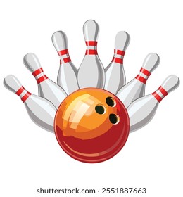 A bowling ball and pins