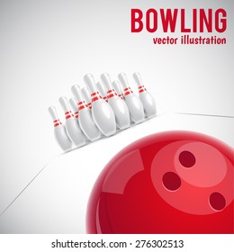 Bowling ball and pins