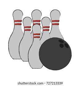 Bowling ball and pins