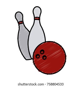 Bowling ball and pins