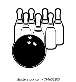 Bowling ball and pins