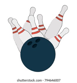 Bowling ball and pins