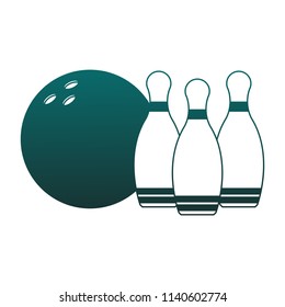 Bowling ball and pins blue lines