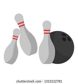 Bowling ball and pins cartoon