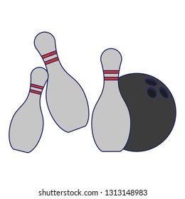 Bowling ball and pins cartoon