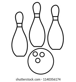 Bowling Ball And Pins Icon. Vector Illustration