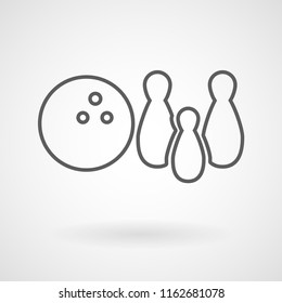 Bowling ball and pins icon, vector, illustration, eps file