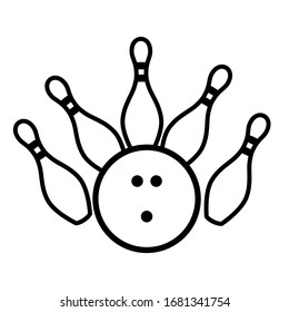 Bowling ball and pins icon vector sign and symbols