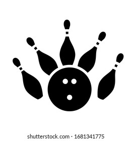 Bowlingball und Pins Symbol Vektorillustration Zeichen und Symbole
