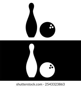 Bowling ball and pins icon. Vector image