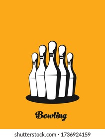 Bowling ball and pins isolated on background