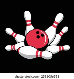 Bowling ball and pins, Sports Icon: Bowling Strike Moment