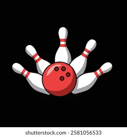 Bowling ball and pins, Sports Icon: Bowling Strike Moment