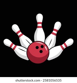 Bowling ball and pins, Sports Icon: Bowling Strike Moment