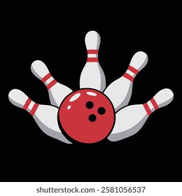 Bowling ball and pins, Sports Icon: Bowling Strike Moment