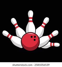 Bowling ball and pins, Sports Icon: Bowling Strike Moment