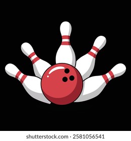 Bowling ball and pins, Sports Icon: Bowling Strike Moment