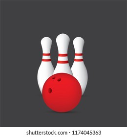 Bowling ball and bowling pins vector.