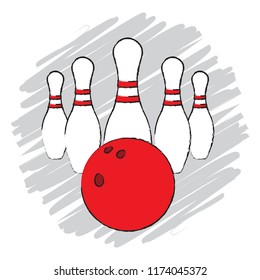 Bowling ball and bowling pins vector 