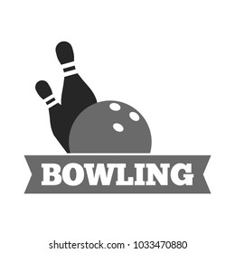 Bowling ball and pins vector icon for sport game tournament