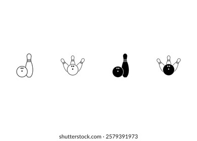 Bowling Ball With Bowling Pins Vector Icon Illustration. Sport Object Icon Concept Isolated Premium Vector. 