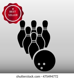 Bowling Ball and Pins Vector Icon Illustration