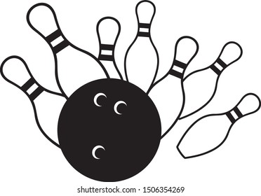 bowling ball and pins vector illustration 