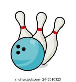 bowling ball and pins	- vector illustration