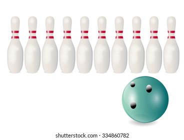 Bowling ball and pins ,Vector illustration