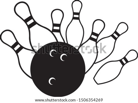 bowling ball and pins vector illustration 