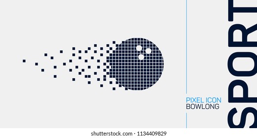 Bowling ball pixel icon dark blue